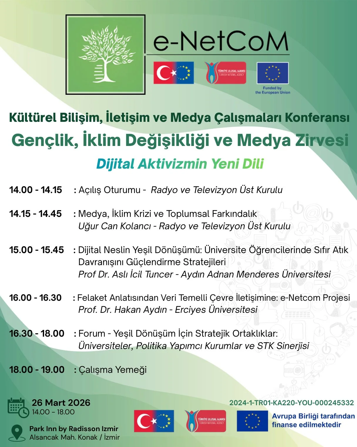26 Mart 2026 Gençlik, İklim Değişikliği ve Medya Zirvesi program akışı
